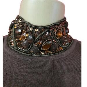 MUSANI COUTURE EMBELLISHED Brown  knit Women's TOP  SIZE S? #CB5